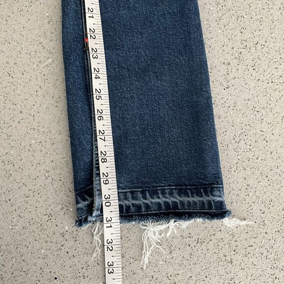 Free People Jeans Blue Slit Released Hem Hidden Button Fly 27 - Picture 7 of 11